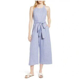 1901 Halter Neck Stripe Crop Jumpsuit